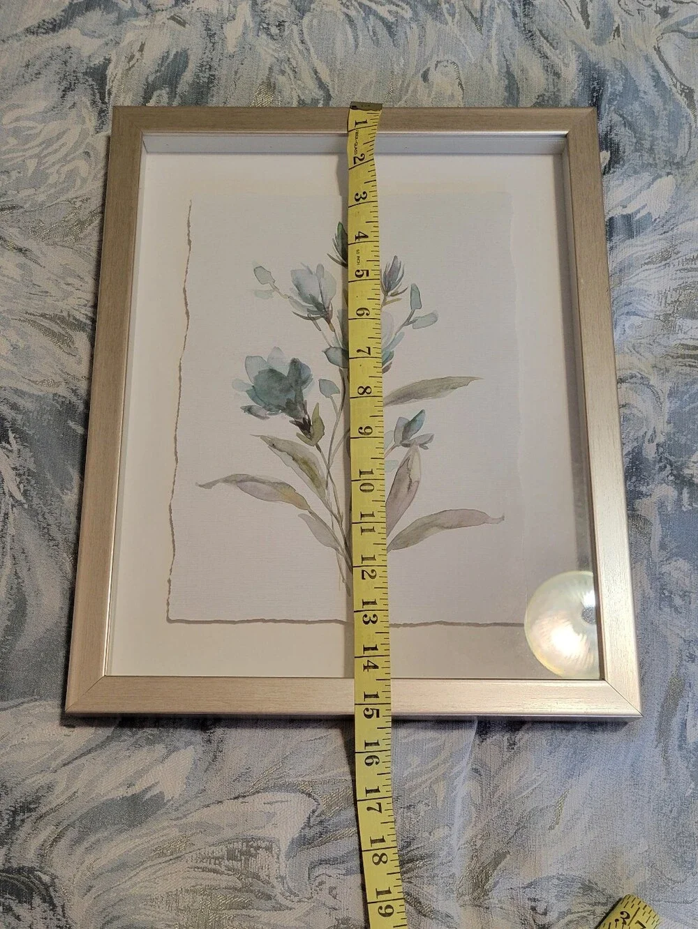 New Framed Botanical Watercolor Wall Art in Light Blue and Green